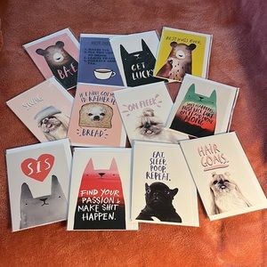 SET of 12 Assorted Greeting Cards by Jolly Awesome (Designed in UK)